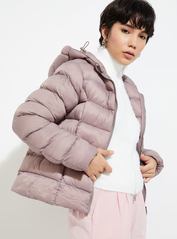 URB_N Women Quilted Puffer Jacket with Hood
