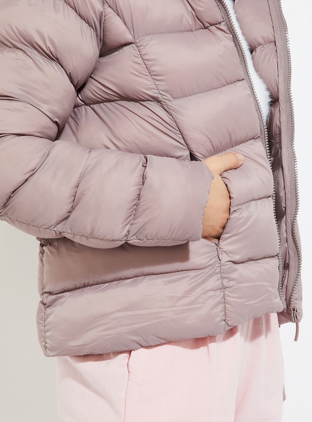 URB_N Women Quilted Puffer Jacket with Hood