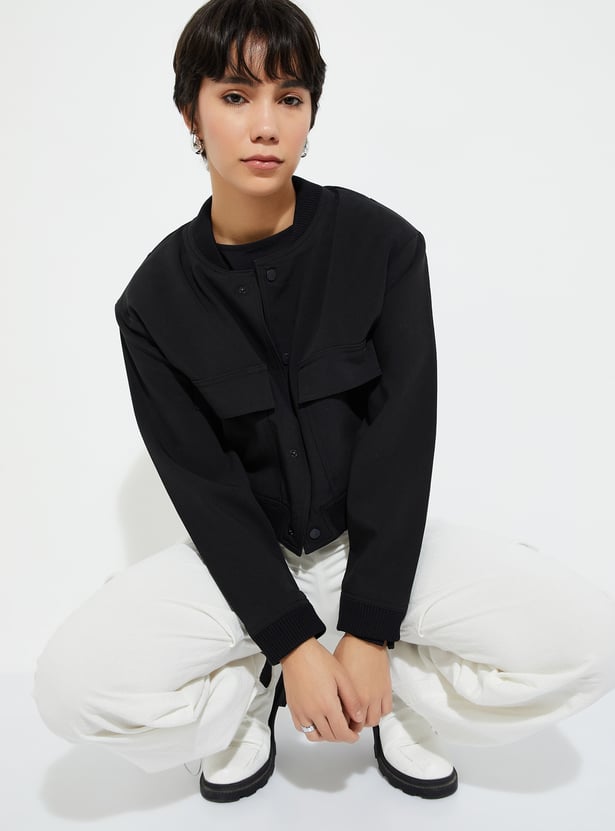 Slash Sweat Jacket | WOMEN | ネイビー | M Buy URB_N Women Solid Bomber Jacket Online at just Rs. 1899.0