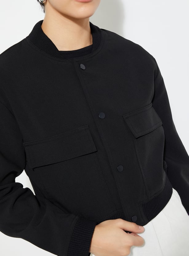 Buy URB_N Women Solid Bomber Jacket Online at just Rs. 1899.0