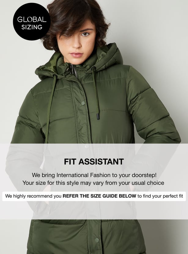 Women Quilted Long Puffer Jacket with Hood