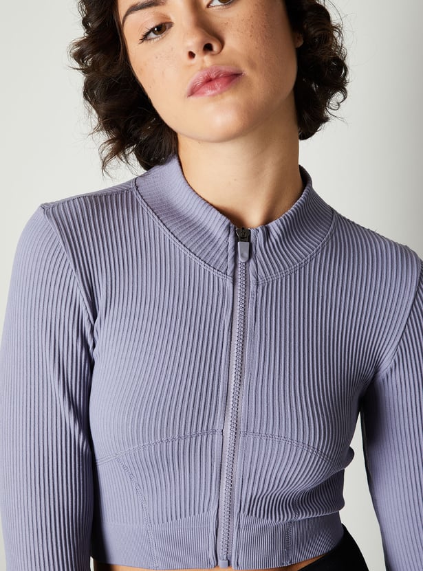 Women Ribbed Cropped Jacket