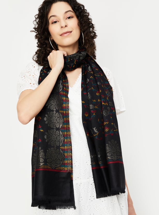 Women Floral Woven Shawl