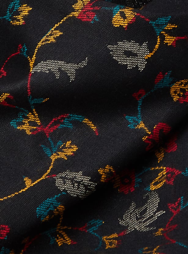 Women Floral Woven Shawl