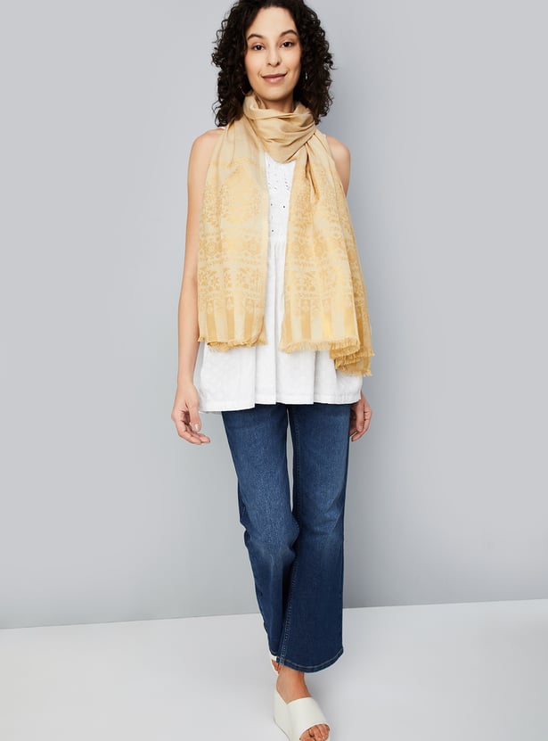 Women Floral Woven Shawl