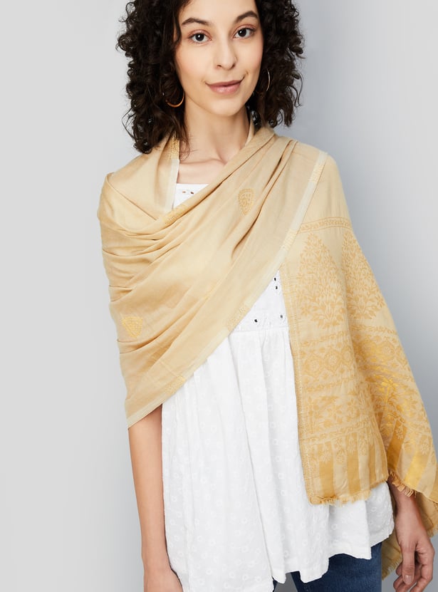 Women Floral Woven Shawl