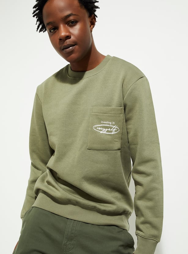 URB_N Men Printed Pocket Sweatshirt