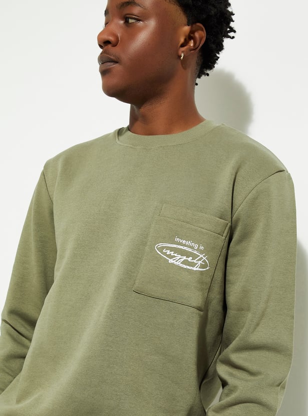 URB_N Men Printed Pocket Sweatshirt