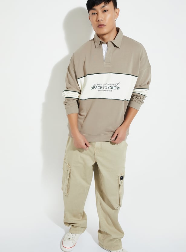 URB_N Men Oversized Colourblocked Sweatshirt