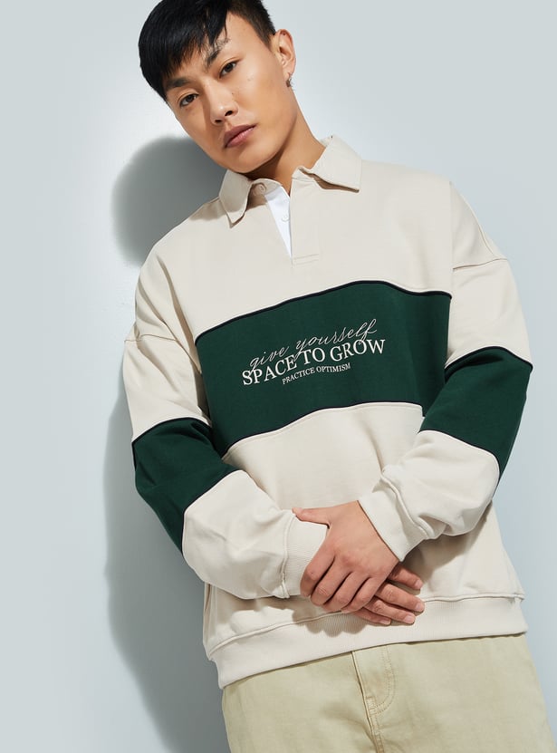 URB_N Men Oversized Colourblocked Sweatshirt