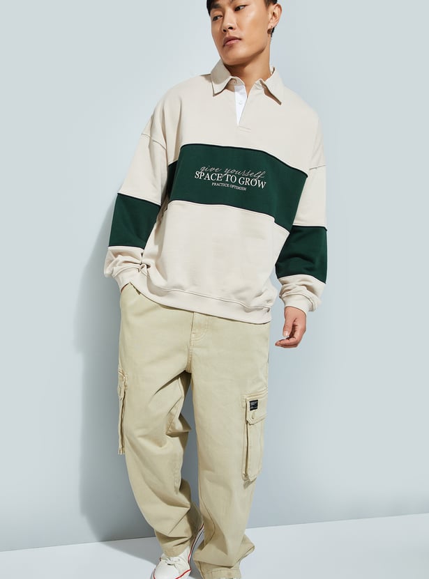 URB_N Men Oversized Colourblocked Sweatshirt