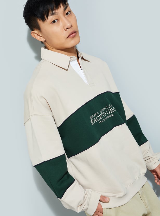 URB_N Men Oversized Colourblocked Sweatshirt