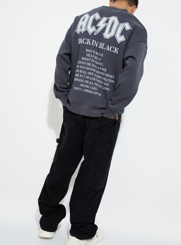 URB_N Men Oversized AC/DC Printed Sweatshirt