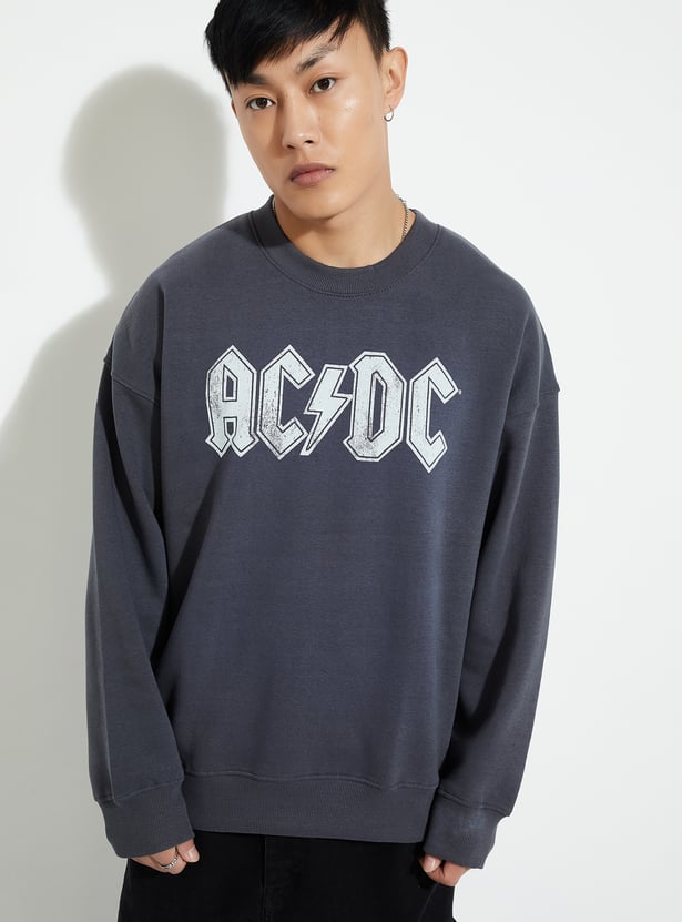 URB_N Men Oversized AC/DC Printed Sweatshirt