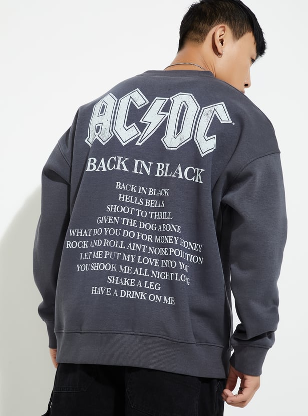 URB_N Men Oversized AC/DC Printed Sweatshirt