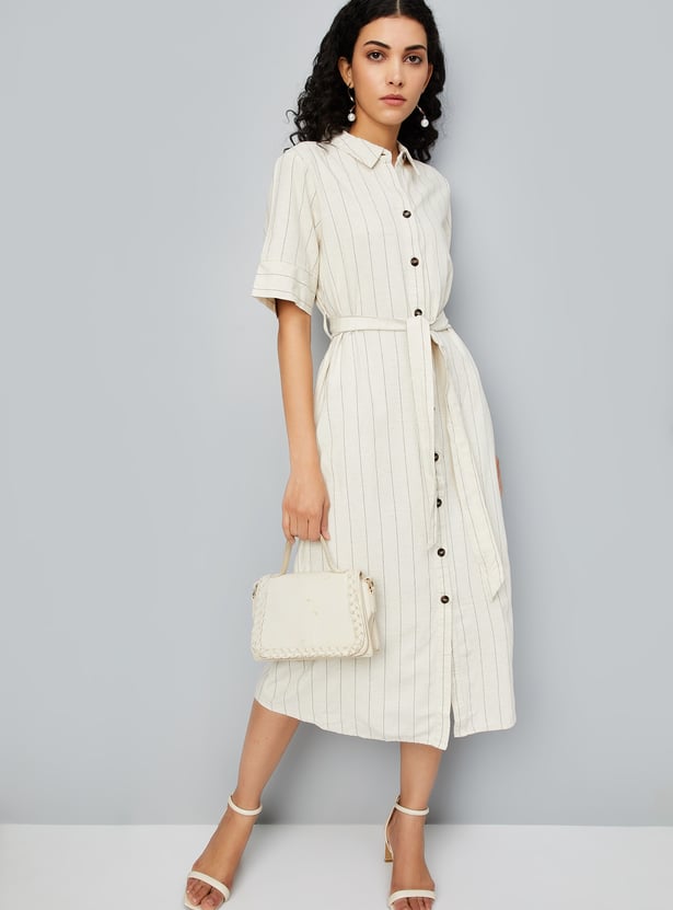 Women Striped Shirt Dress