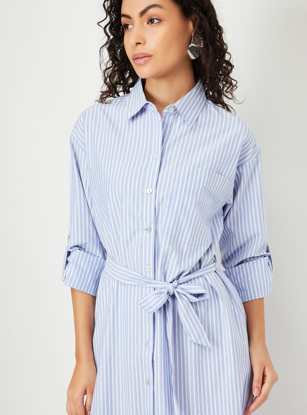 Women Striped Shirt Dress