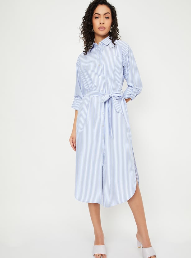 Women Striped Shirt Dress