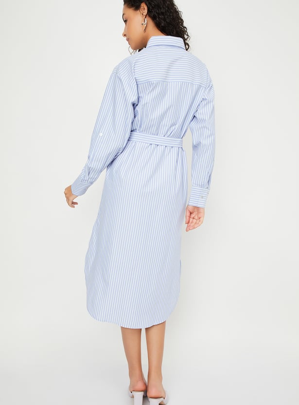 Women Striped Shirt Dress