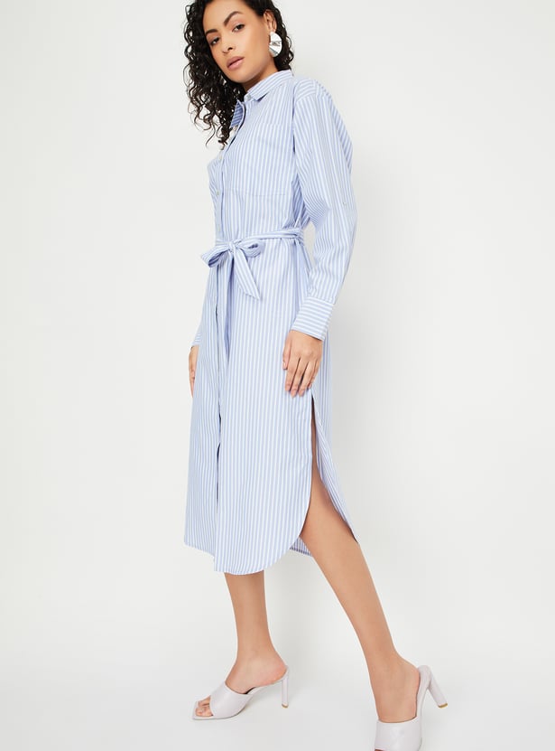 Women Striped Shirt Dress