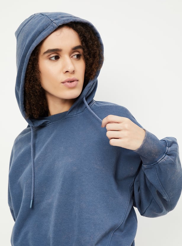 Women Acid Washed Hooded Sweatshirt