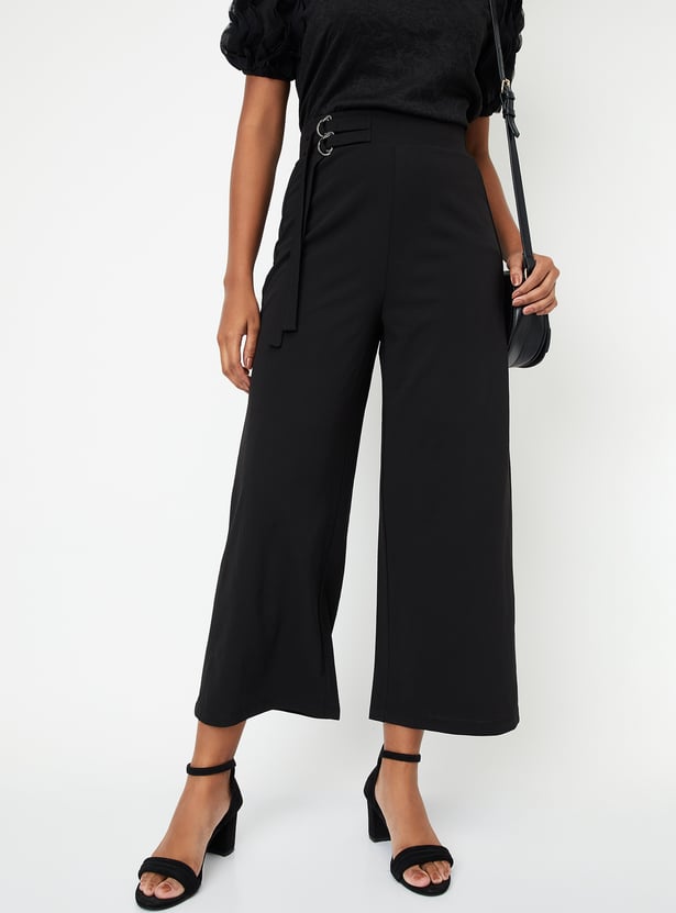 Women Solid Wide-Leg Trousers