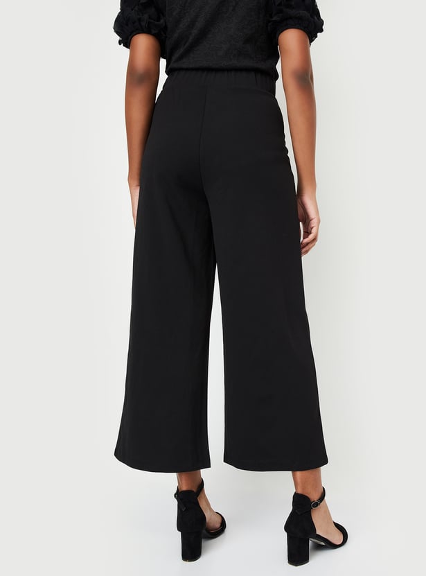 Women Solid Wide-Leg Trousers