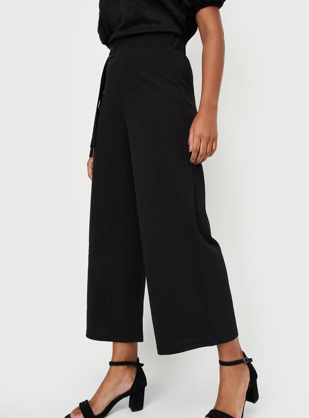 Women Solid Wide-Leg Trousers