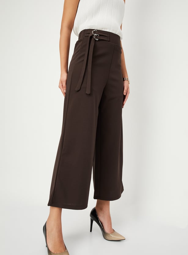 Women Solid Wide-Leg Trousers