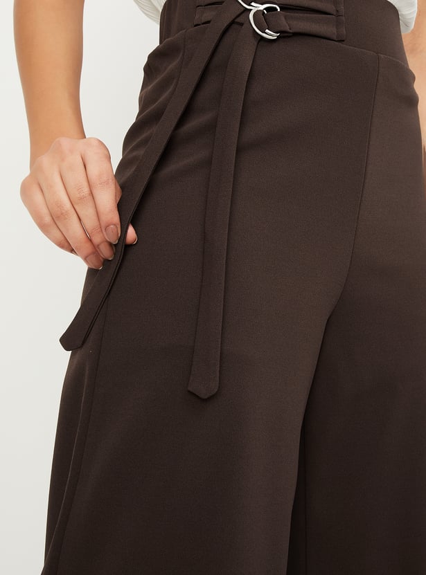 Women Solid Wide-Leg Trousers