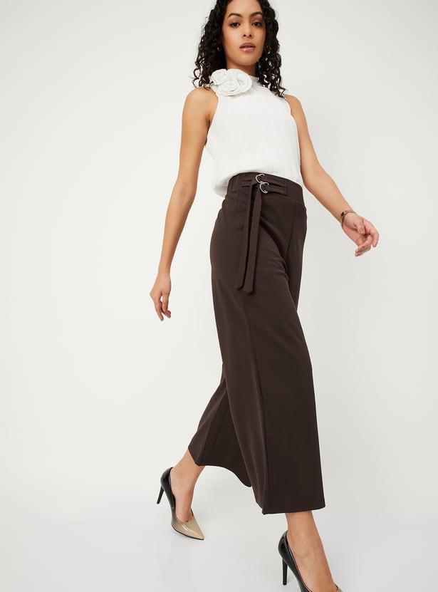 Women Solid Wide-Leg Trousers