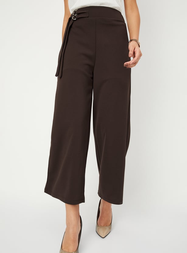 Women Solid Wide-Leg Trousers