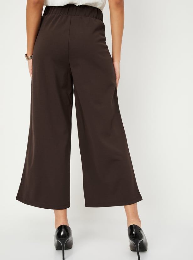 Women Solid Wide-Leg Trousers