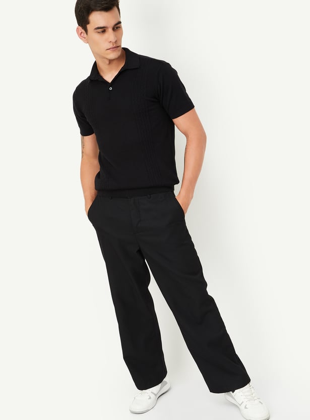 Men Slim Fit Knitted Polo T-shirt