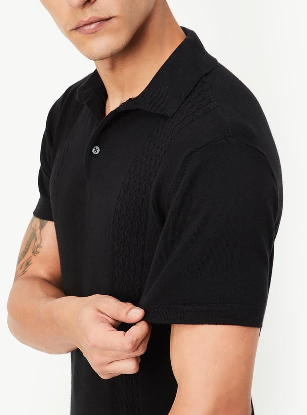 Men Slim Fit Knitted Polo T-shirt