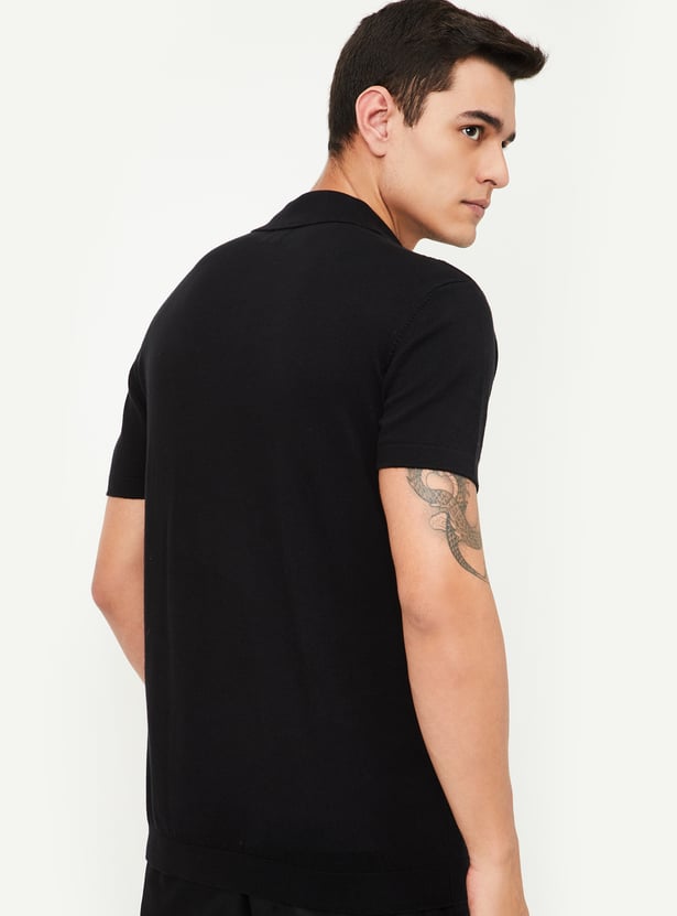 Men Slim Fit Knitted Polo T-shirt