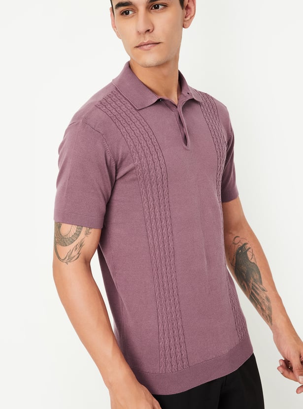 Men Slim Fit Knitted Polo T-shirt