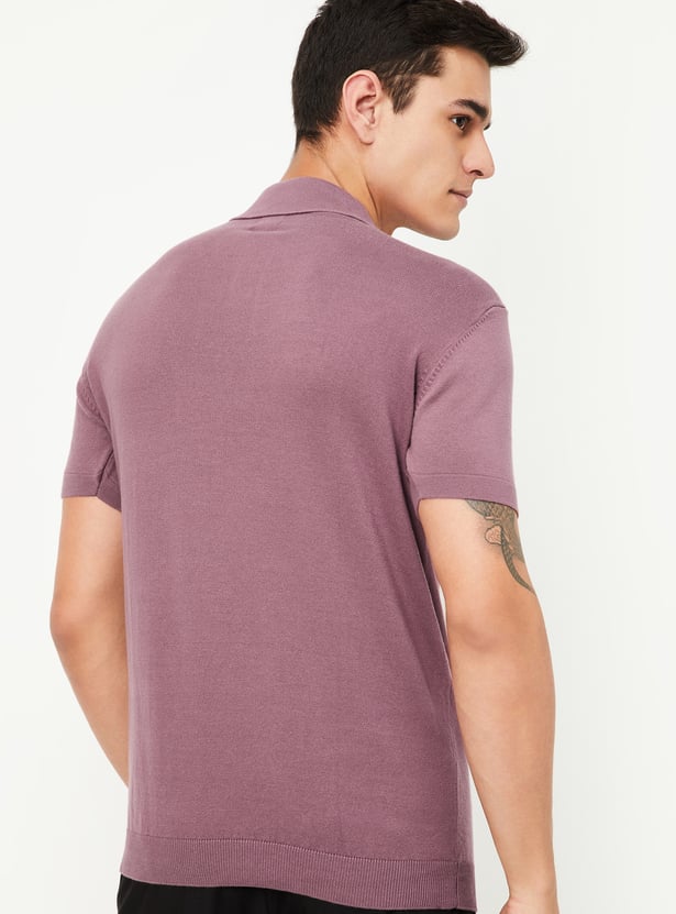 Men Slim Fit Knitted Polo T-shirt