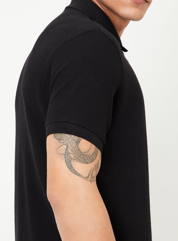 Buy Men Knit Zip Polo T-shirt Online at just Rs. 799.0