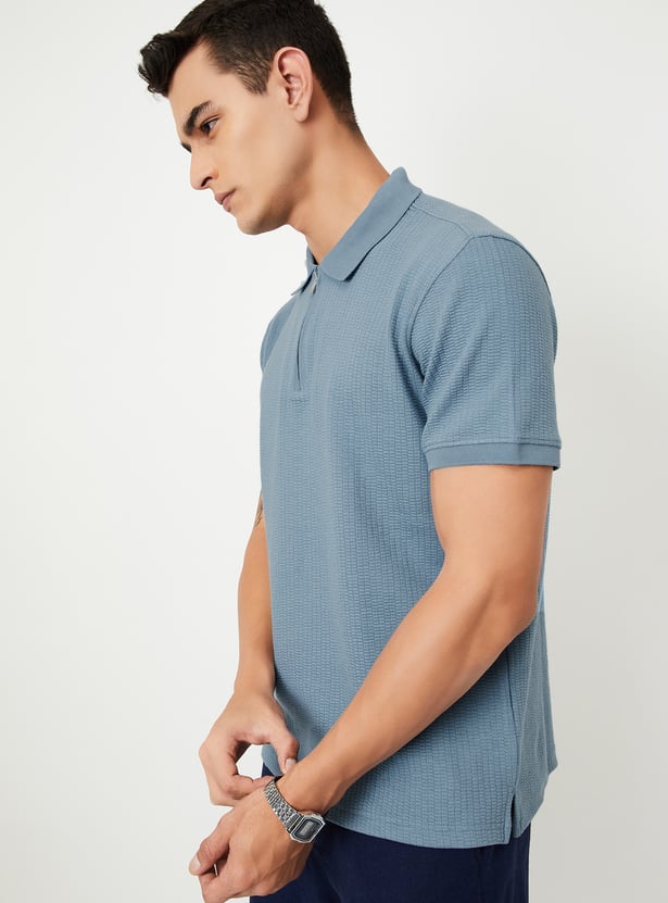 Men Knit Zip Polo T-shirt