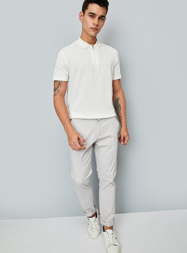 Buy Men Knit Zip Polo T-shirt Online at just Rs. 799.0
