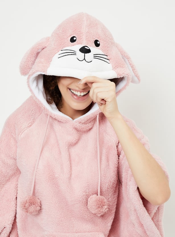 Women Embroidered Hood Poncho