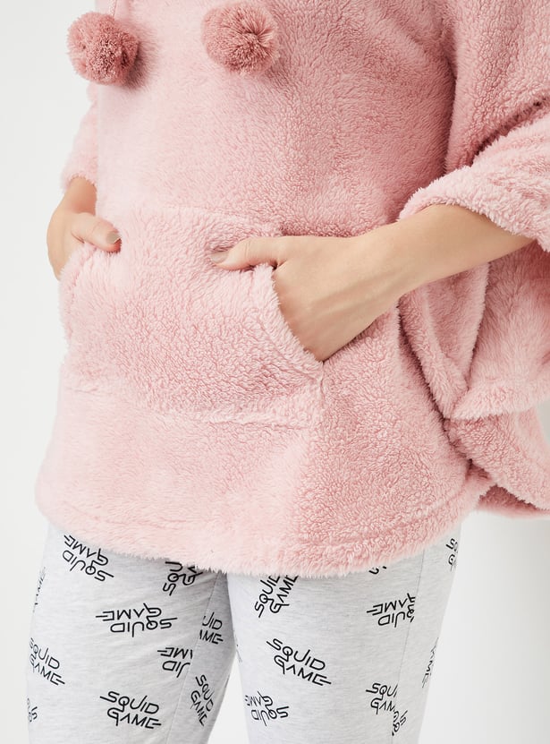 Women Embroidered Hood Poncho