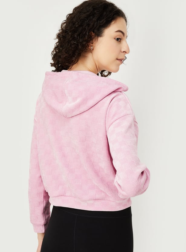 Women Textured Hooded Sweatshirt