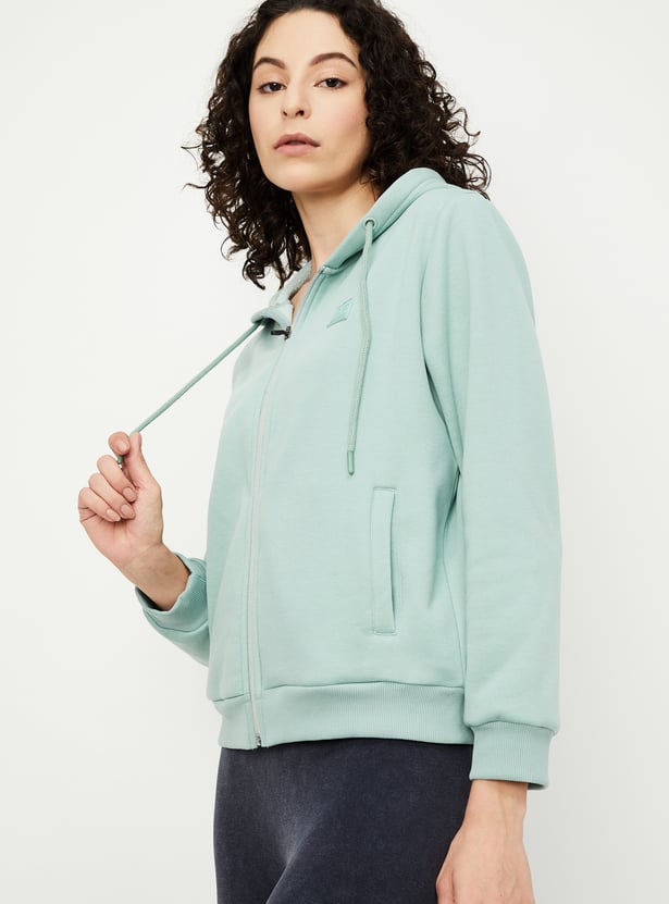 Women Solid Hooded Sweatshirt