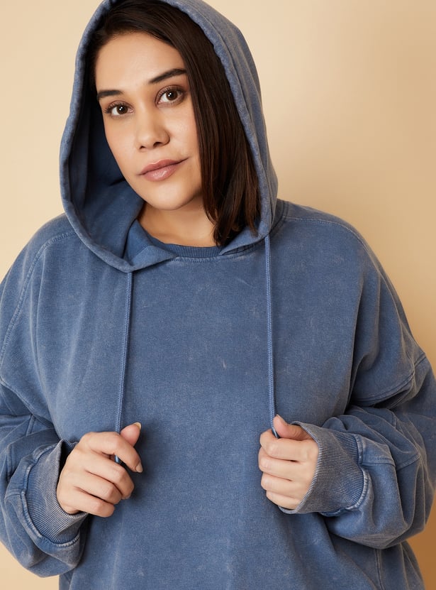 Women Acid Washed Hooded Sweatshirt