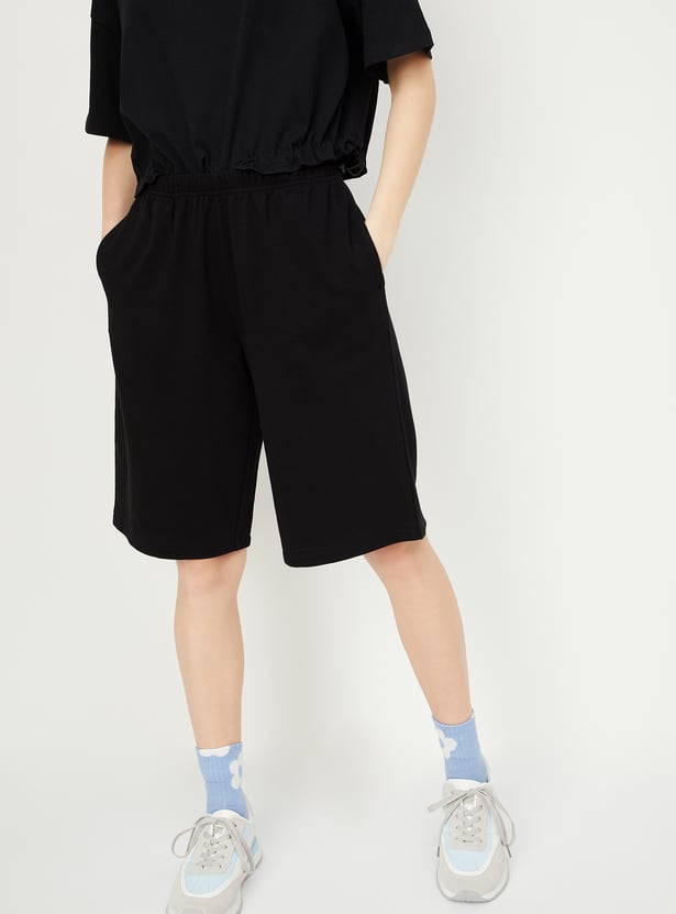 Women Solid Athleisure Bermuda Shorts