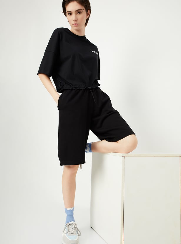 Women Solid Athleisure Bermuda Shorts