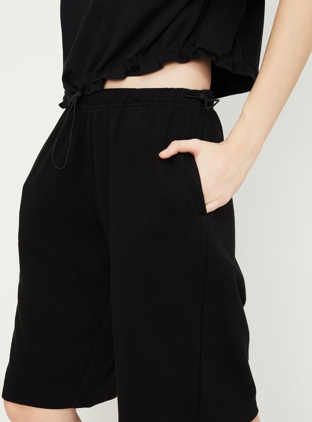 Women Solid Athleisure Bermuda Shorts