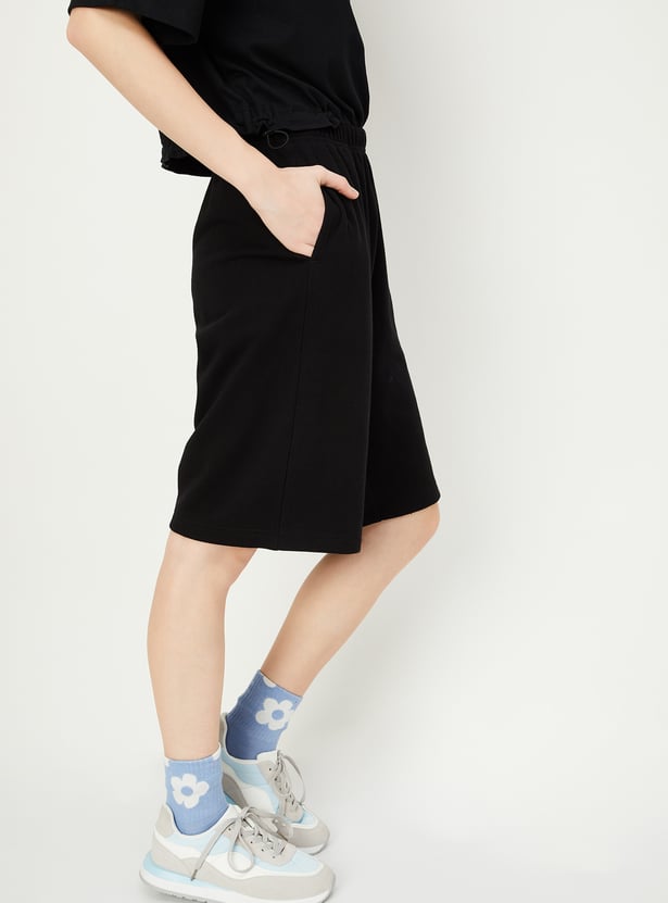 Women Solid Athleisure Bermuda Shorts